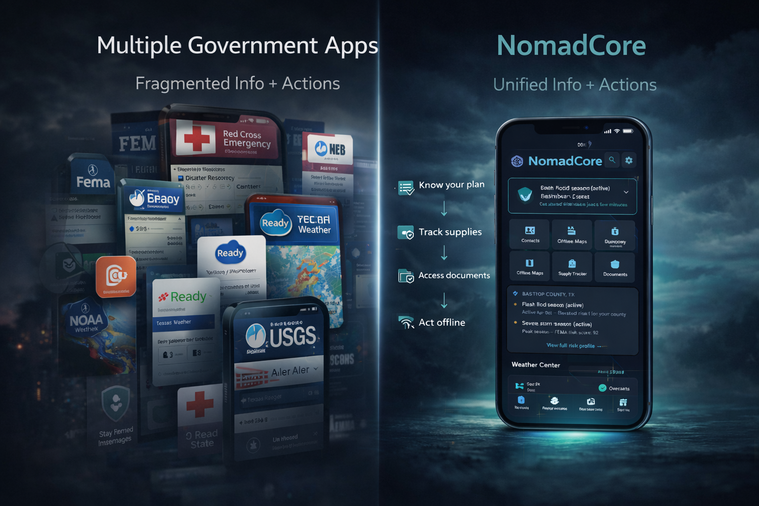 NomadCore vs government emergency apps comparison