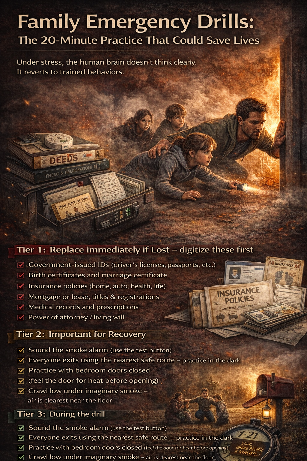 Family practicing emergency drill