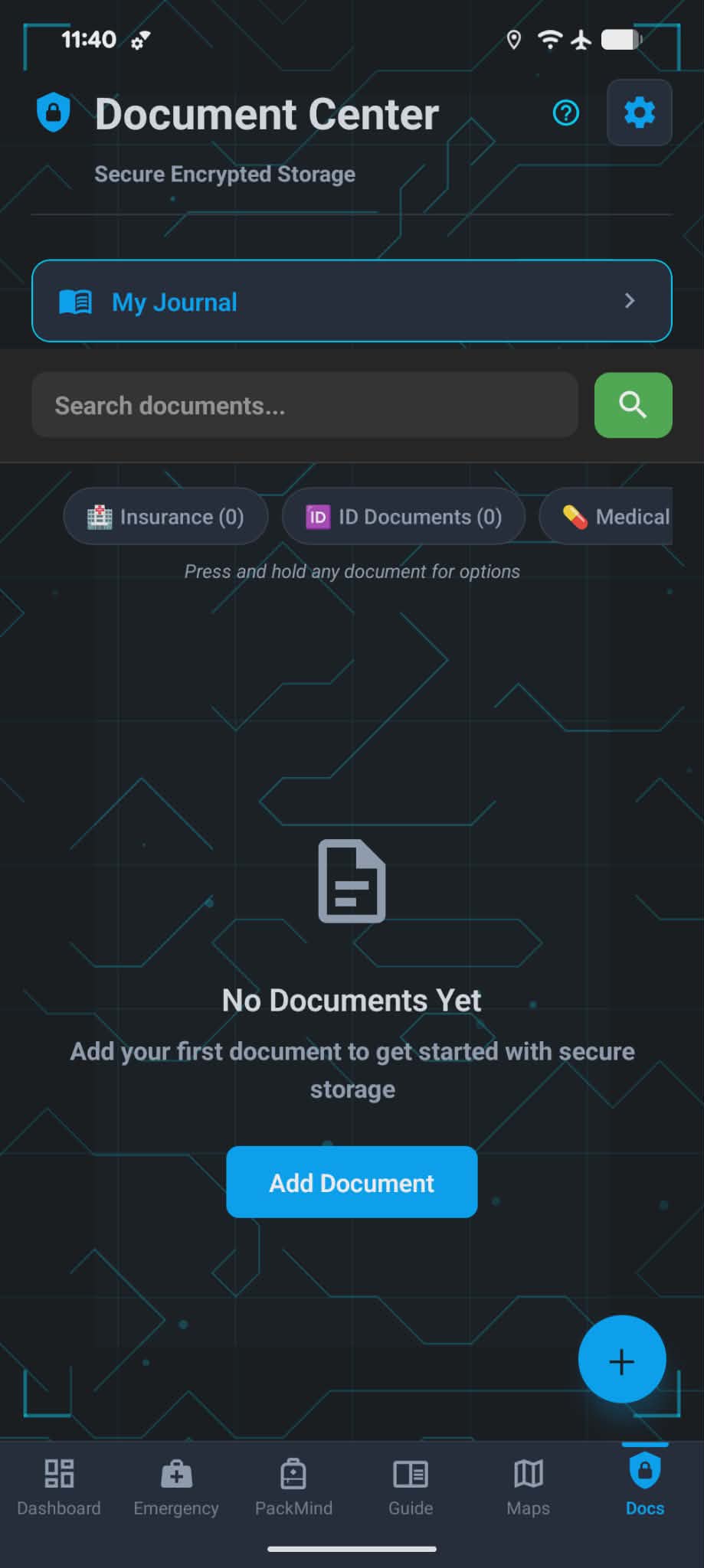 Encrypted document center with categories